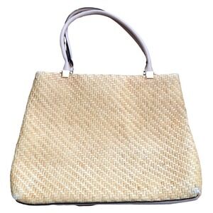 ADRIENNE VITTADINI BROWN HOBO WOVEN TOTE ￼STRAW Shoulder Handbag Purse